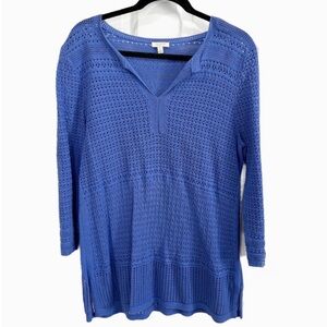 Talbots Periwinkle Open-Knit Top Size L.